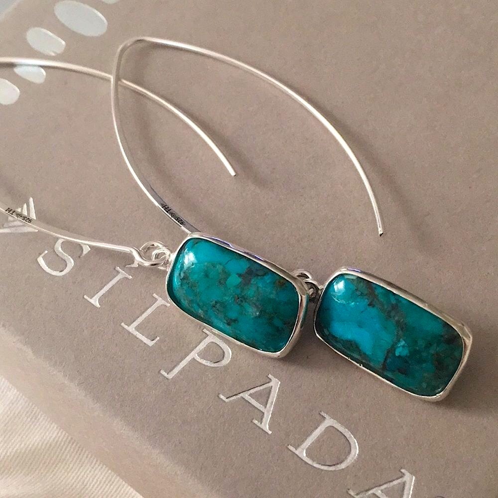 SILPADA OASIS Sterling Silver 925 Turquoise Drop Earrings NIB HTF